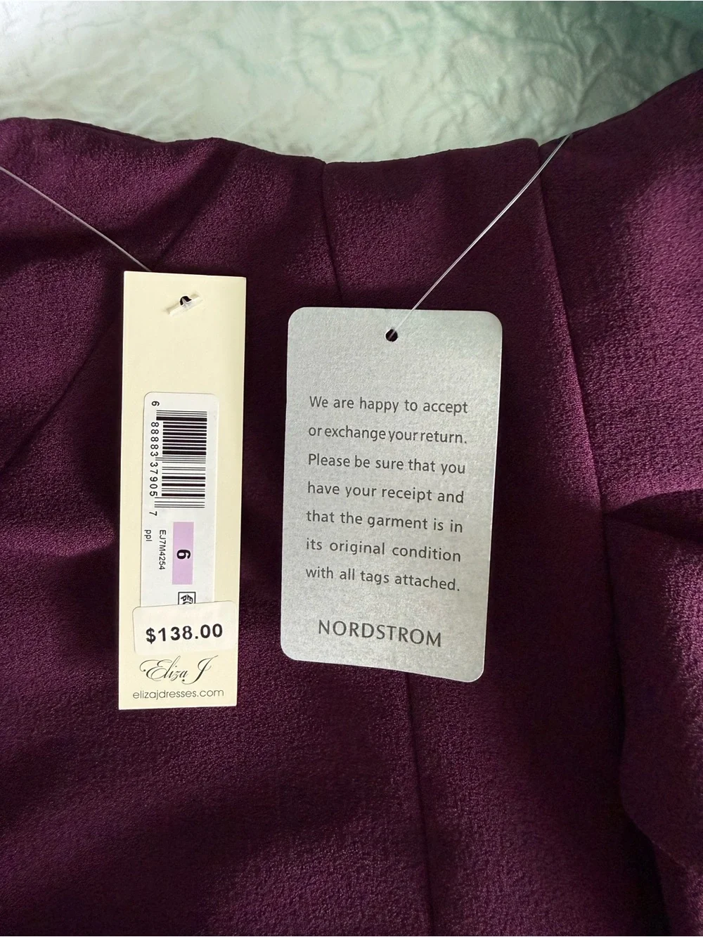 Eliza J NWT Purple Plum Fit Flare Dress Size 6 Bell Sleeve
